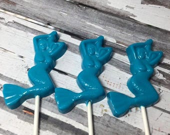12 Mermaid Chocolate Lollipops Birthday Party Favor Sweets Table Candy Buffet Nautical Sea Party