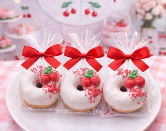 Cherry Baby Shower Mini Donuts 12 Count, She’s the Cherry on Top Party Favors, Cherry Themed Baby Shower Dessert, Girl Baby Shower Treats