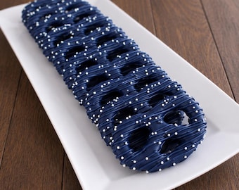 12 Navy Royal Blue Chocolate Pretzel Twists Individually Wrapped Party Favors – Baby Shower & Gender Reveal Treats Birthday Bridal