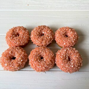 12 Pink Blush Rose Mini Donuts Doughnuts Wedding Baby Bridal Shower Christmas New Years Sweets Table Candy Birthday Favors Treats image 1