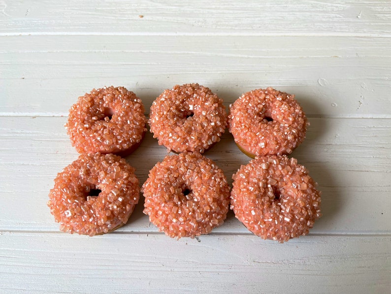 12 Pink Blush Rose Mini Donuts Doughnuts Wedding Baby Bridal Shower Christmas New Years Sweets Table Candy Birthday Favors Treats image 1