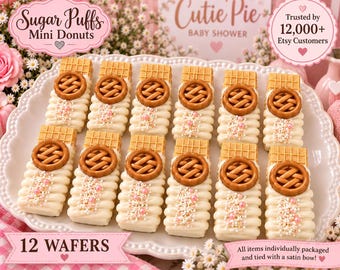 12 Cutie Pie Baby Shower Vanilla Wafers, Pink & Cream Pie Party Treats, Girl Baby Shower Desserts, First Birthday Party Favors