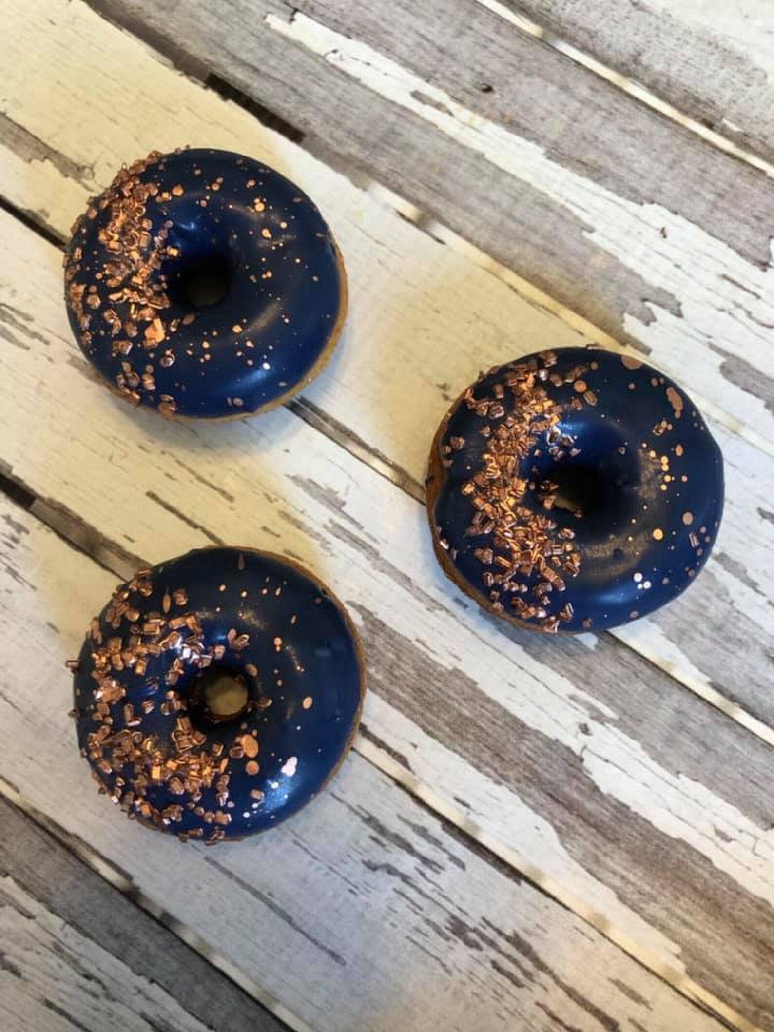 12 Navy Rose Gold Mini Donuts Doughnuts Wedding Baby Bridal Etsy
