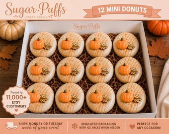 12 Pumpkin Chocolate Covered Mini Donuts, Fall Baby Shower Treats, Thanksgiving Dessert Table, Halloween Party Favors, Autumn Birthday