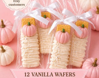 12 Little Pumpkin Vanilla Wafers, Baby Shower Treats, First Birthday Dessert Table, Pink Pumpkin Party Favors