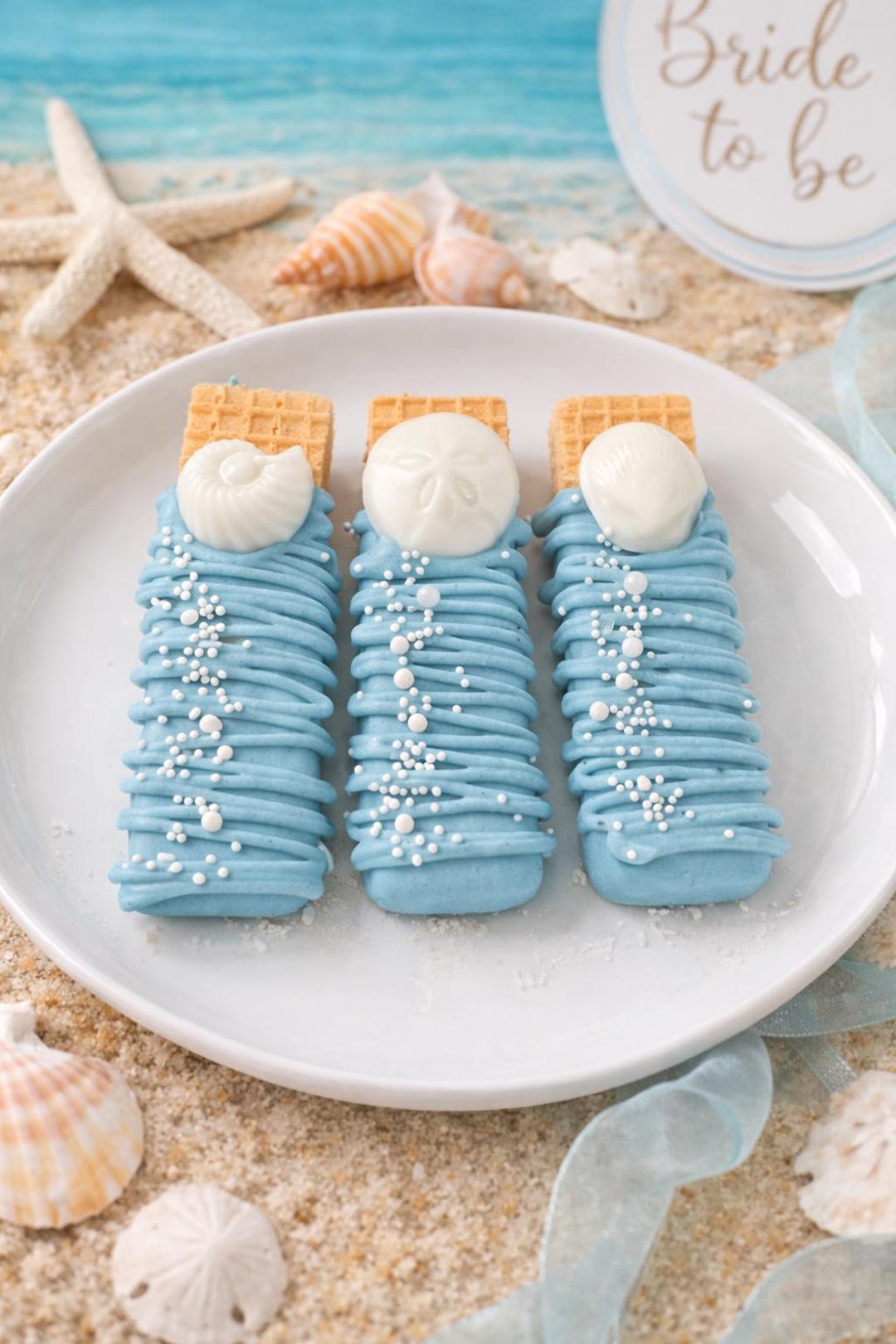 12 Beach Shell Chocolate Covered Wafer Cookies, Coastal Bridal Shower ...