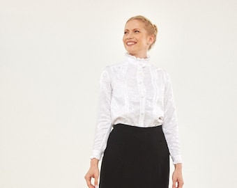 Fancy pleaded white ladies blouse