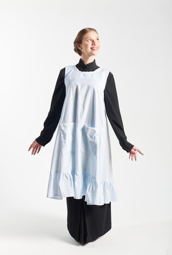 Cotton Pinafore Apron Dress, Summer Womens Cotton Apron, Wrap Cotton Apron, Pinafore Dress for Home, Handmade Cotton Apron | Yerushalayma Cotton Pinafore Apron Dress, Summer Womens Cotton Apron, Wrap Cotton Apron, Pinafore Dress for Home, Handmade Cotton Apron | Yerushalayma