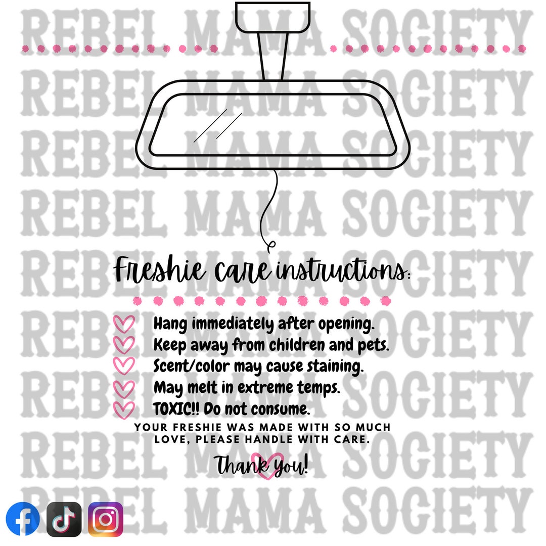 Car Freshie Packaging Digital Download, Car Freshie Bag Insert Instant