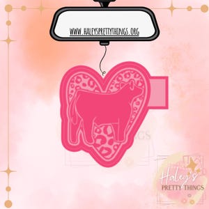Show Steer Heart & Cheetah Print Silicone Mold for Car Freshie