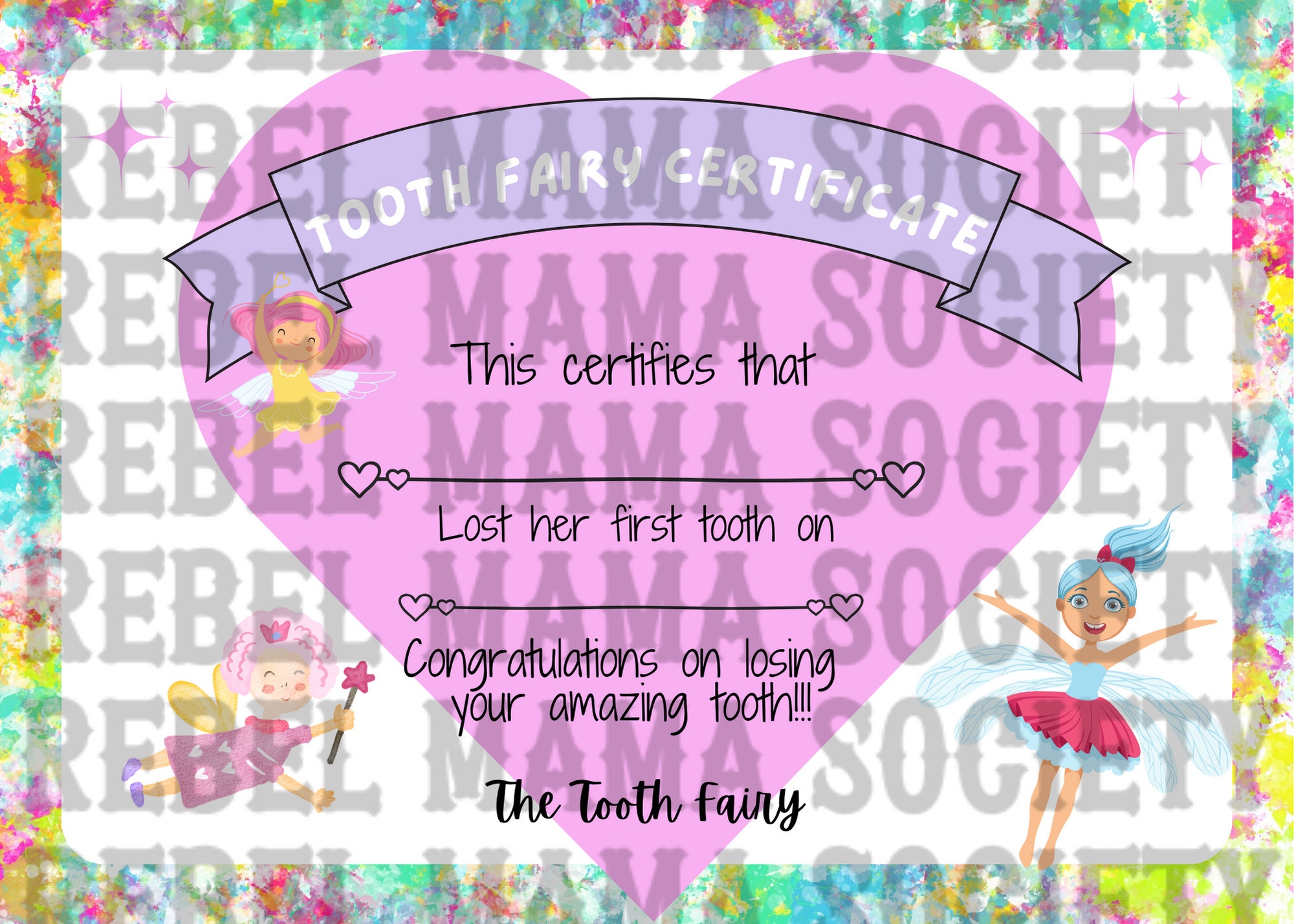 Girl Tooth Fairy Certificate Digital Download Etsy Girl Tooth Fairy Certificate Digital Download Etsy