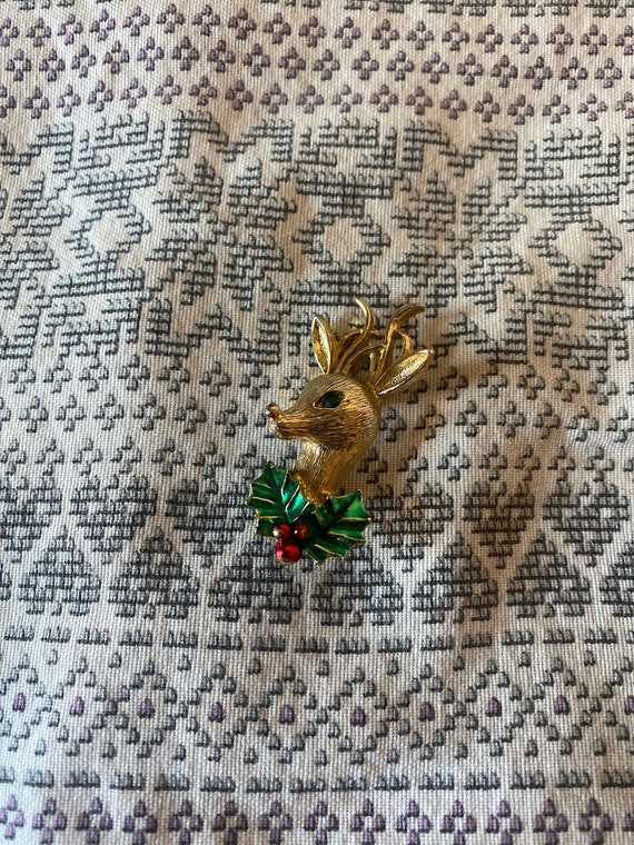 Vintage Gold Tone Rudolph/Reindeer Pin