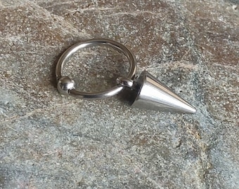 16g 10mm captive bead ring, spike barbell ring, captive bead ring, captive ring barbell, 10mm barbell, 10mm hoop barbell, 16g barbell ring