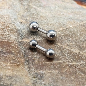 Barra de 16 g y 4 mm, barra pequeña, barra corta, barra recta, joyería corporal, barra de plata, perforación gótica, joyería punk,