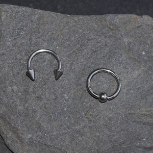 16g Horse Shoe Barbell Circular Barbell Captive Ball closure Surgical Steel body jewellery lip piercing spiked septum spiked captive