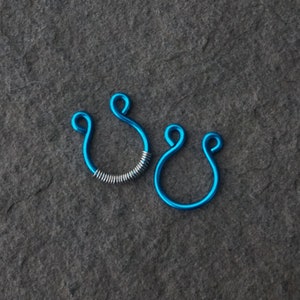 Teal Fake Septum Jewellery, Fake Septum, wire-wrapped septum, Fake body jewellery, fake septum ring, fake piercing,