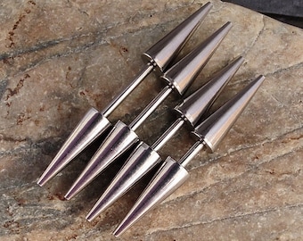 16g spiked bridge barbell, large spiked barbell, straight barbell, long spiked barbell, extreme spike barbell, 6mm barbell, 8mm barbell,