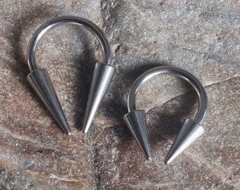 14g long spiked septum, 10mm septum, 11mm septum, long spiked septum, spiked earring,  8mm spiked septum, spiked septum, horseshoe septum