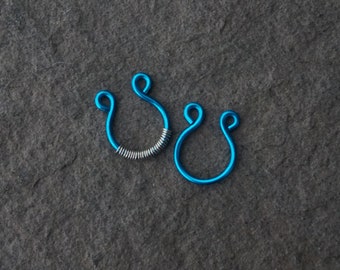 Teal Fake Septum Jewellery, Fake Septum, wire-wrapped septum, Fake body jewellery, fake septum ring, fake piercing,