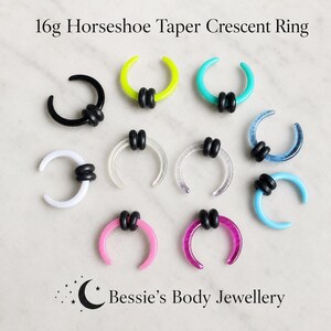 Anello a mezzaluna da 16 g e 9 mm, piercing a bufalo, setto conico, setto conico, piercing a mezzaluna, setto acrilico, setto in plastica