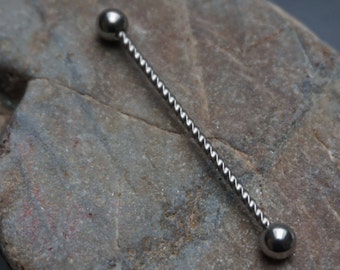 14g Industrial Barbell Jewellery, Industrial barbell piercing, scaffold piercing, body jewellery, barbell jewellery, wavy industrial barbell