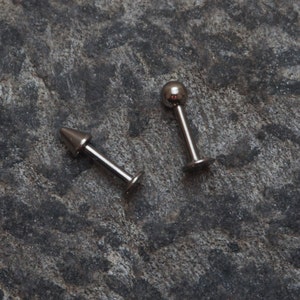 16g 6mm  labret stud, labret barbell, spiked barbell, straight barbell, tiny barbell, silver barbell, body piercing jewellery, 6mm labret