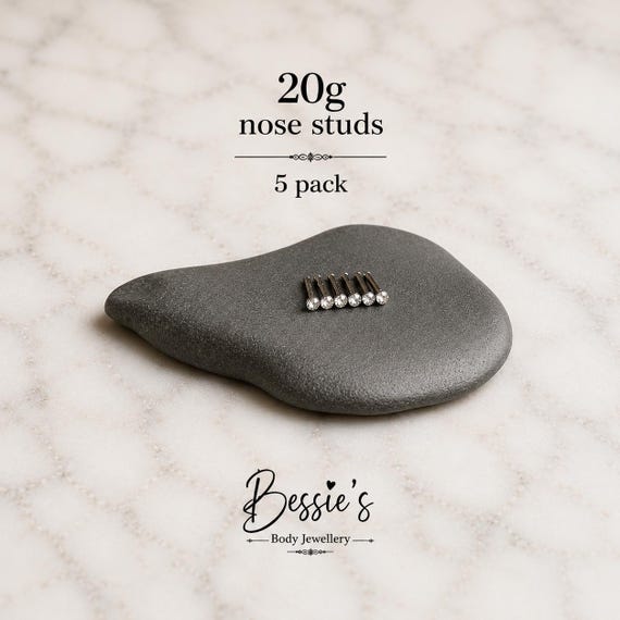 20g Tiny Clear Crystal Nose Studs, 5 Pack, dainty nose stud, nostril piercing, nose stud, nose jewellery,