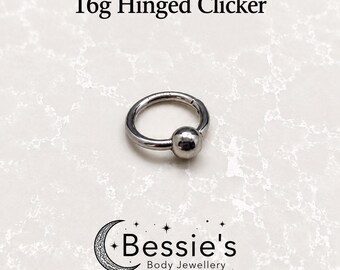 16g 8mm Hinged Clicker Ring, Daith, Helix, Septum Ring, Goth Jewellery, Alternative Piercing, Edgy Jewellery, Punk Piercing,