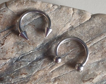 16g/14g Horseshoe Barbell, Septum Ring, septum piercing, septum, horseshoe septum, thick gauge septum, spiked septum, daith