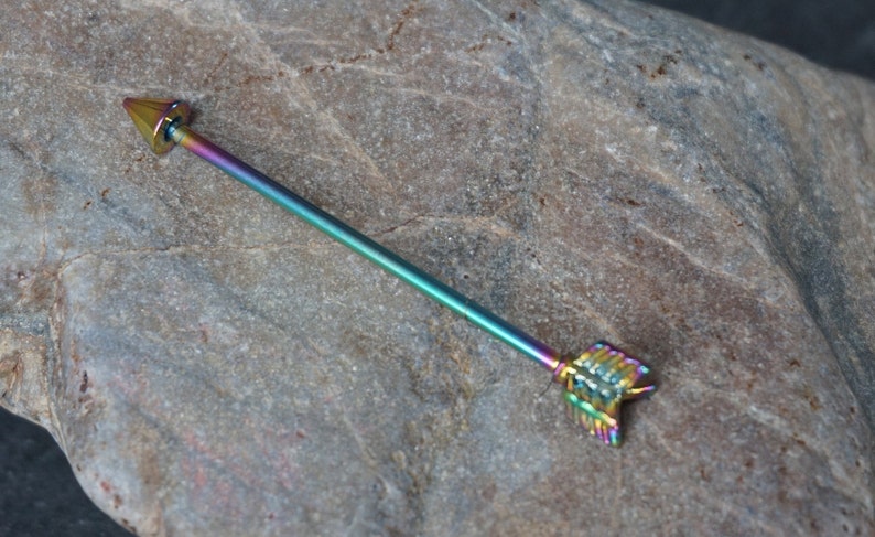 Industrial barbell piercing,scaffold piercing 16g barbell, rainbow industrial barbell 14g Industrial Barbell Jewellery barbell jewellery