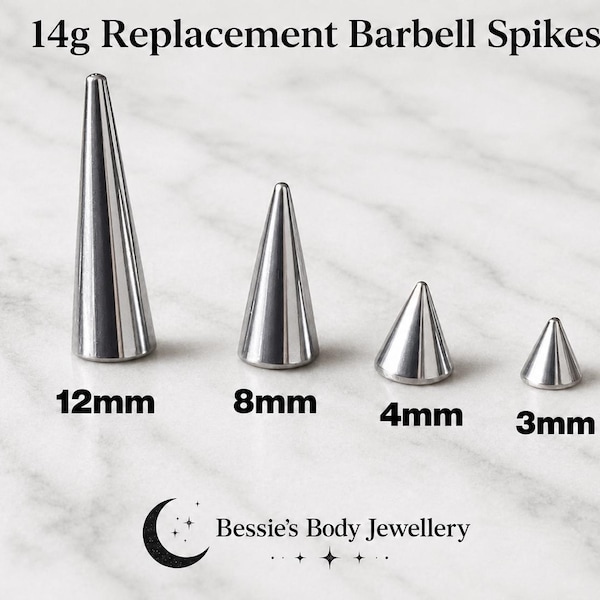 14g Replacement barbell spikes, replacement barbell cones, spare barbell spikes, 14g spikes, extra barbell spikes, spikes for barbell,
