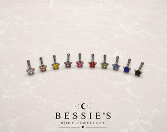 Tiny Star Nose Stud, 20g Surgical Steel Nose Stud, Gem Nose Piercing, Celestial Star Nose Stud, Dainty Nose Stud, Nose Bone, Nose Piercing