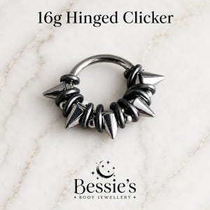 Piercing articulado de titanio de 16 g y 8 mm/10 mm, piercing articulado con pinchos, piercing articulado, piercing para el tabique nasal, piercing para el tabique nasal con pinchos, piercing para el daith, piercing para el cartílago