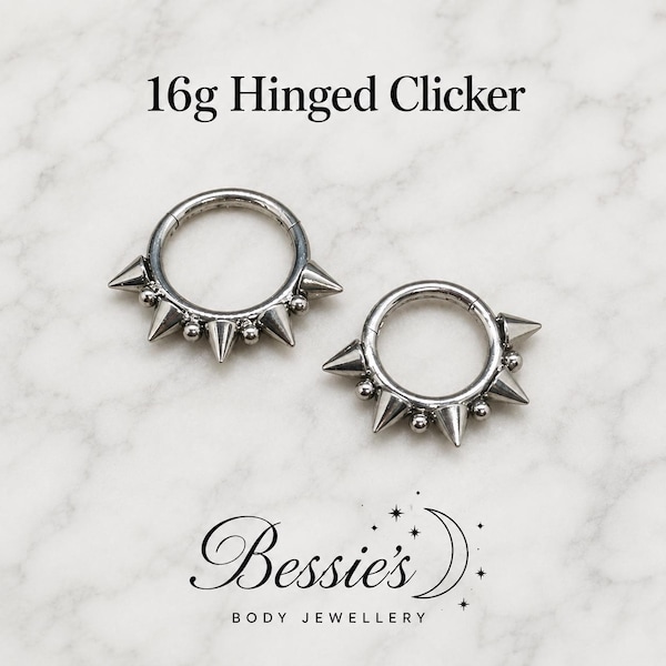 16g 8 mm/10 mm Titan-Klapp-Clicker, Septumschmuck, Daith, Helix, Punk-Piercing, Gothic-Schmuck, Alternatives Piercing