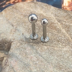 14G 8mm Labret jewellery, medusa jewellery, labret piercing, 3mm ball labret, 4mm ball labret, ball medusa, Silver labret, medusa piercing