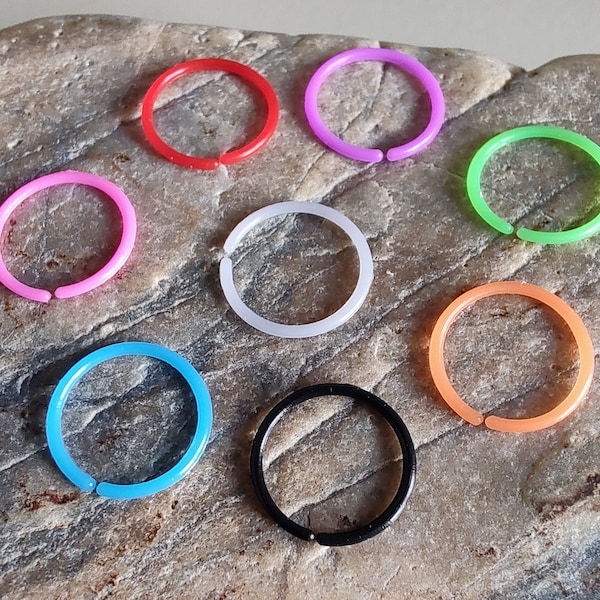 Set of 8 Pretty Acrylic Coloured Nose Rings hoops earring body jewellery endless nose ring thin nose ring thing nose hoop tiny nose hoop