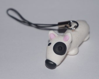 Bull Terrier Phone Charm, Bull Terrier Charm, Bull Terrier gift, clay Bull Terrier, English Bull Terrier, Christmas gift,