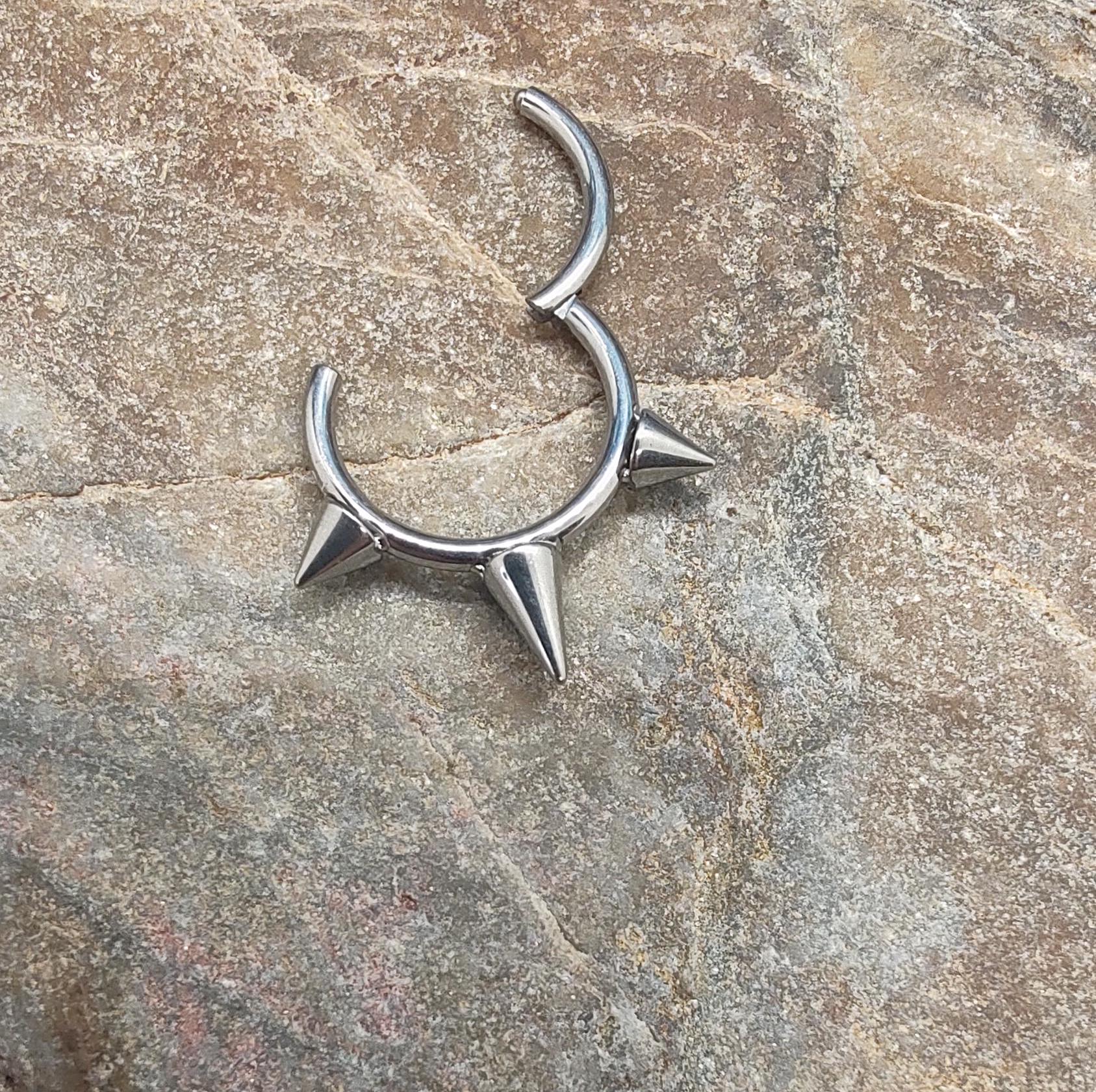 Silver Clicker 16g Titanium Hinged Clickers, Spiked Hinged Clicker, 1.2mm Hinged ...