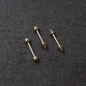 16g various lengths Straight barbell, spiked barbell, body jewellery, silver barbell, body piercing jewellery, 16g barbell, tiny barbell