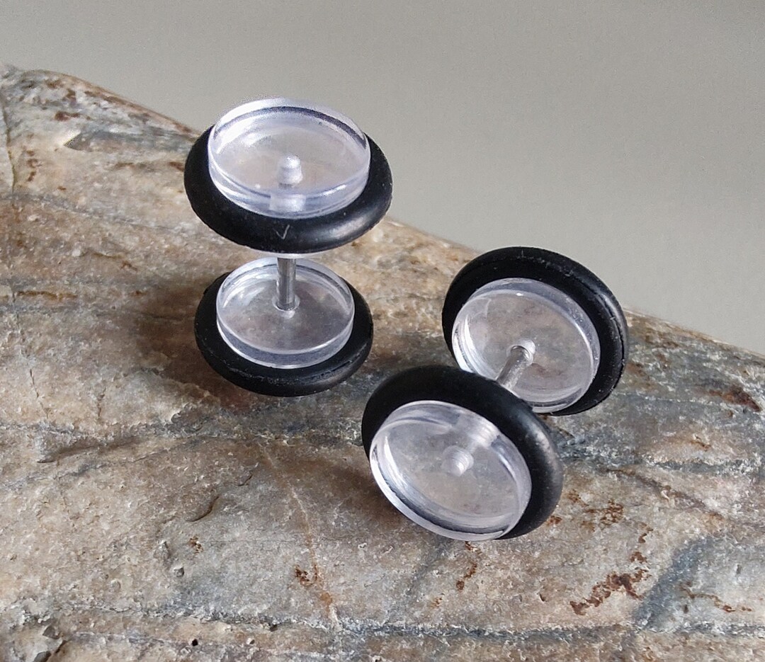 10mm Fake Plug Earrings - Colorful Acrylic Screw Back Faux Piercing For Stretched Lobes