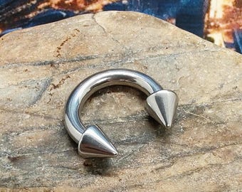 8g 12mm horseshoe barbell, stretched septum, internally threaded septum,
