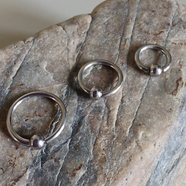 16g Captive piercing ring, Captive Ball ring, captive piercing hoop,  6mm captive ring, 8mm captive ring, 10mm captive ring, captive hoop