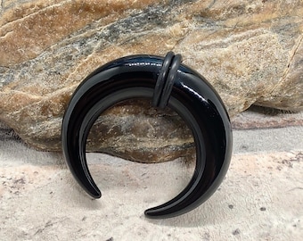 00g 10mm acrylic crescent septum, ring, buffalo horn ring, septum taper, tapered septum ring, pincher piercing, acrylic septum, black septum