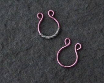 Light Pink Fake Septum Jewellery, Fake Septum, wire-wrapped septum, Fake body jewellery, fake septum ring, fake piercing,