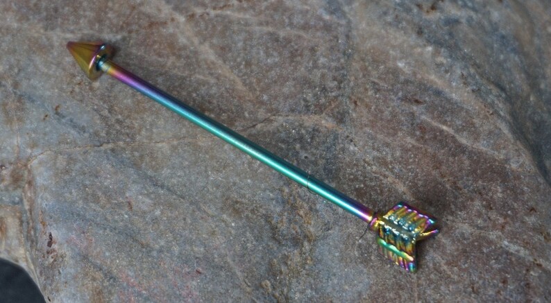 Industrial barbell piercing,scaffold piercing 16g barbell, rainbow industrial barbell 14g Industrial Barbell Jewellery barbell jewellery