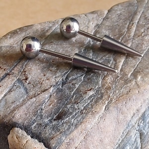 16g spiked barbell, large spiked barbell, straight barbell, long spiked barbell, extreme spike barbell, 8mm barbell, 10mm barbell,