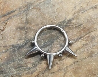 16g 10mm titanium hinged clickers, spiked hinged clicker, 1.2mm hinged clicker, silver hinged clicker, septum ring, spiked septum ring