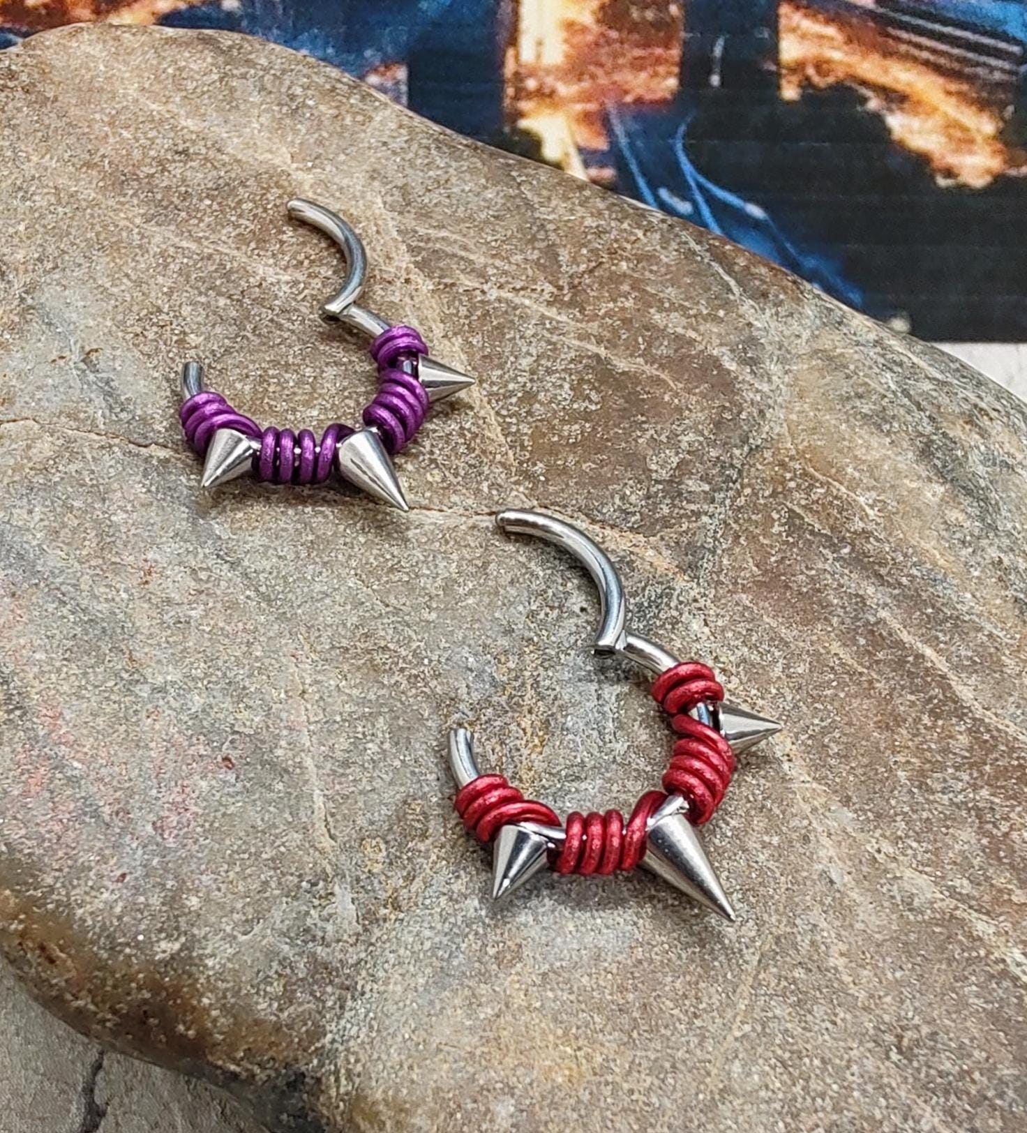 16g Titanium Hinged Clicker, Spiked Hinged Clicker, 1.2mm Hinged