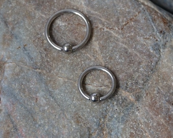 16g Captive piercing ring, Captive Ball closure, captive piercing hoop,  lip ring, nose hoop, septum ring, ball closure piercing