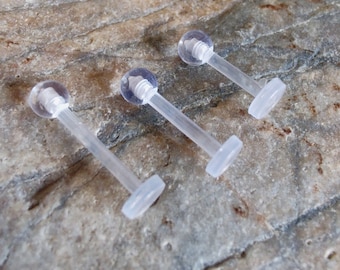 16g Clear Acrylic Retainers, bio flex retainers, Labret retainer, piercing retainers, clear nose stud, body jewellery, body piercing